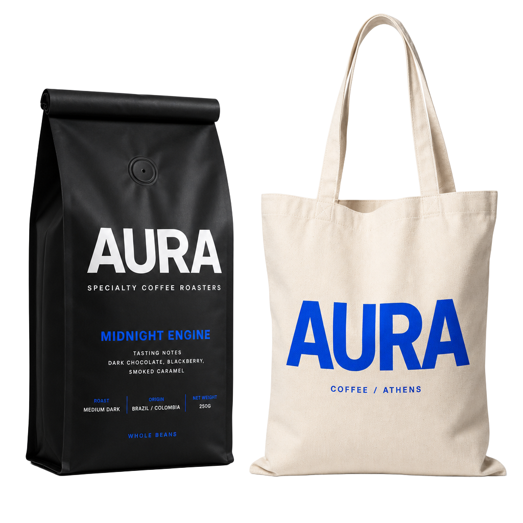 Black coffee bean bag and cotton tote bag